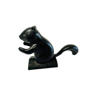 Vintage Black Aluminum Metal Squirrel Holiday Nut Cracker 5 1/2" x 8"